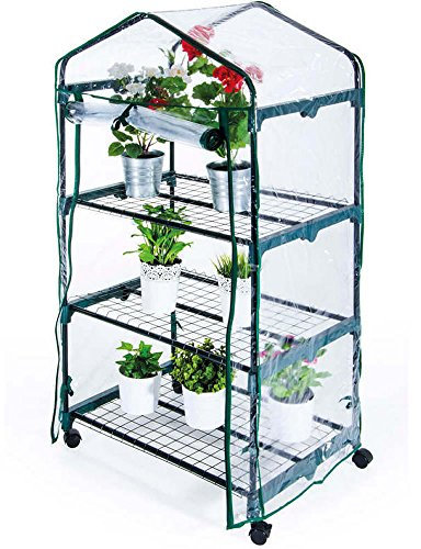 Verdemax - Serra da Terrazzo A 3 Ripiani Modello Siena Garden con Ruote