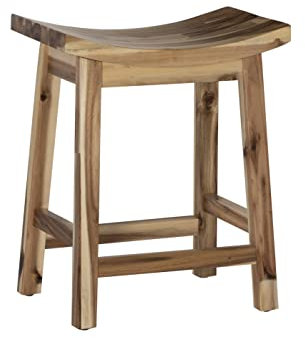 Powell Furniture Dale Saddle Bar Stool Natural Wood