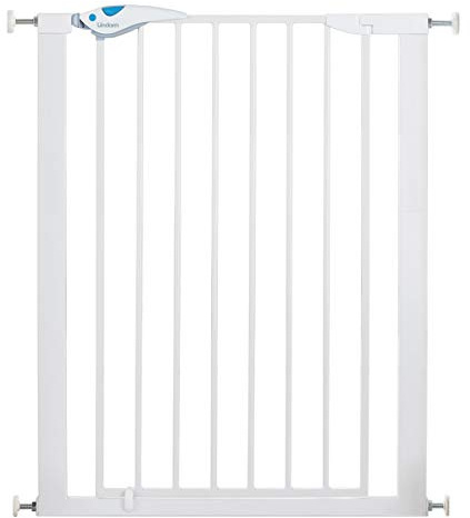 Munchkin Lindam Alloy Steel Stair Gate, Tall Stair Gate 91.4cm, Easy Fit Deluxe Toddler & Baby Gate, Stair Gate Pressure Fit Baby, dog Gate, Stairs & Doorways, No Screws Child Gate 76-82cm White