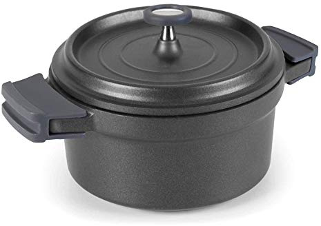 Lacor 25917 - Cacerola Con Tapa Aluminio Fundido 16cm - Negro - Profesional | En aluminio ligero, para guisos y cocciones uniformes; ideal para cocina profesional y uso diario en casa, cómodo y funcional