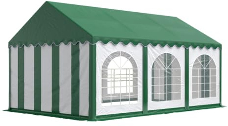 3x6 mTendone per feste PREMIUM PVC verde-bianco 100% impermeabile Gazebo da giardino Tendone da esterno Tenda party