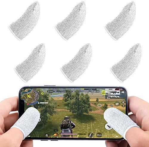 Newseego PUBG Mobile Game-Hülle für Finger [6 Pack], schweißabweisend, atmungsaktiv, Fingerärmel, Touchscreen, sensibel – Fingerhülse für Messer Out für Android und iOS – Weiß