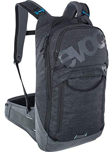EVOC TRAIL PRO 10l zaino protettivo per trail riding & racing (taglia: S/M, protezione dorsale LITESHIELD PLUS, estremamente leggero, ampie alette per i fianchi), Nero / Carbon Grey