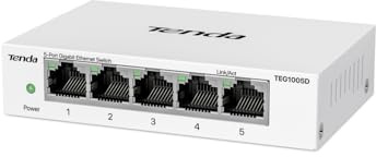 Tenda Switch Ethernet Gigabit 5 Porte, IGMP Snooping e QoS, Metallo