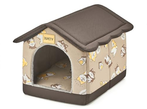 Jiupety Hundehütte Innen, 2XL Größe Indoor Hundehütte für große Hunde, Warme Höhle Schlafnest Bett für Katzen und Hunde, Braun