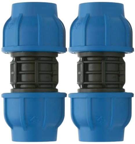 acquaverde Manicotto a Compressione Raccordo PN16 Connettore ad Alta Pressione per Tubi e Sistemi Irrigazione, Nero - Orto Facile (2, 16 x 16 mm)