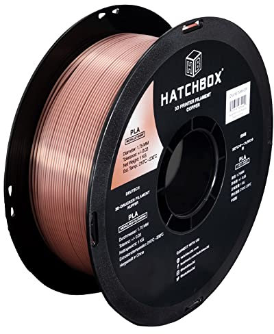 HATCHBOX Metallic Finish PLA 3D Drucker Filament, Maßgenauigkeit +/- 0,03 mm, 1 kg Spule, 1,75 mm, Kupfer