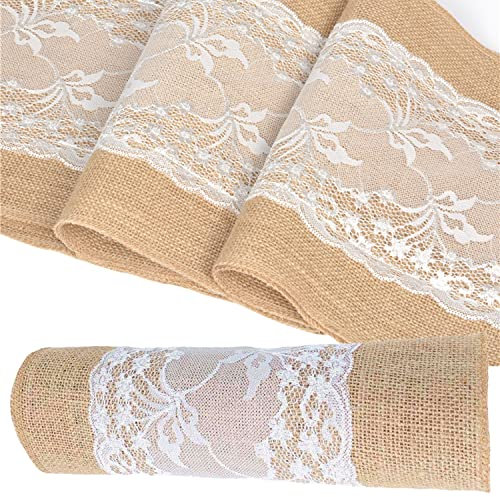 Table Runner Jute Dentelle 10m x 30cm, Vintage, pour Mariage et Fêtes