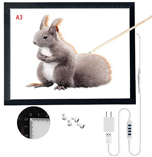 lqiflvc LED Leuchttisch Große Leuchtplatte Ultradünne Zeichenbrett Stufenlos Dimmbar Und Flackerfreies Design Perfekt Zum Malen Kalligraphie Embossing Herstellung Von 3D-Mauerwerksmalereien,A3