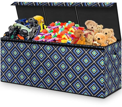 HOMEMARVEL Large Toy Chest, Big Toy Box, Extra Large Toy Box for Boys & Girls, Collapsible Sturdy Chest Storage Organizer with Removable Lids for Playroom, Bedroom, Nursery, Closet