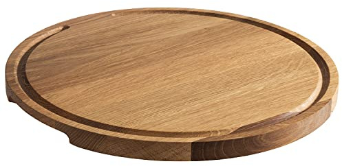 APS 757 Servierbrett PIZZA aus geöltem Eichenholz, Pizzateller Ø 34 cm, Pizzabrett mit Saftrinne