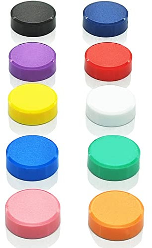 ZDZBLX Kühlschrankmagnet, 10 Stück, leistungsstark, klein, rund, bunt, dekorativ, für Magnettafel, Kühlschrank, Whiteboard, Klassenzimmer, Büro, Fächer (10 Farben)
