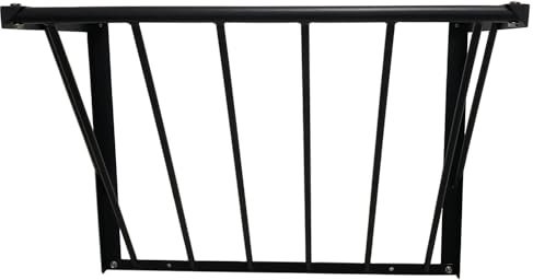 BUYYAH Horse Hay Feeder, 31.5'' Long Livestock Hay Feeder with 24 Gallon Large Capacity, Carbon Steel Wall Mounted Hay Rack for Horses, Sheep, Goats, Indoor Outdoor Uses