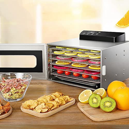 Disidratatore per alimenti a 6 vassoi, 400 W per uso domestico intelligente Essiccatore per alimenti Essiccatore più rapido per carne essiccata Frutta Verdura Manzo, Impostazione temperat