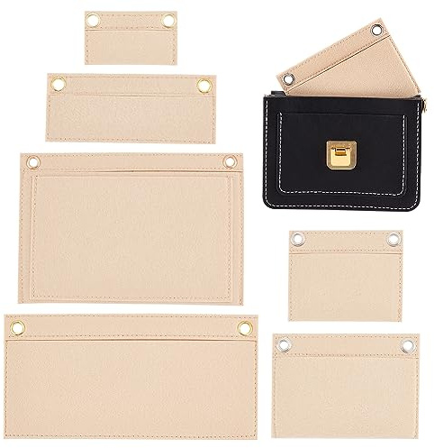 WADORN 6-Größen-Geldbörsen-Konvertierungs-Organizer-Einsatz, Filz-Handtaschen-Organizer, Innentasche, Geldbörse, Clutch-Tasche, Umrüstsatz Mit Öse, Pochette-Bag-In-Bag-Zubehör, Beige