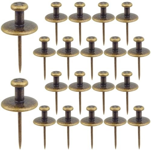 20 Stück Doppelkopf-Pinnnadeln, Zinklegierung, lange Reißzwecken, flache dekorative Reißnägel, Pinnnadeln für Korktafel, Pinnwände, Papiere, Karten, Fotos, Wand, Bronze