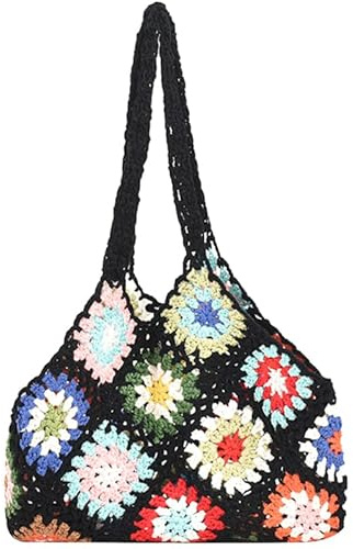 ABOOFAN Beach Bags for Women Crochet Tote Bag Summer Boho Shoulder Bag Knitted Handbag for Shopping Travel Casual Holiday Festival