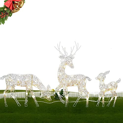 3 Pezzi Set Renne Luminose Per Esterno, Decorazioni Natalizie Per Famiglia Di Renne Illuminate Per Esterni, Famiglia Di Cervi Di Natale Illuminate, Decorazioni Di Natale Per Interni Ed Esterni