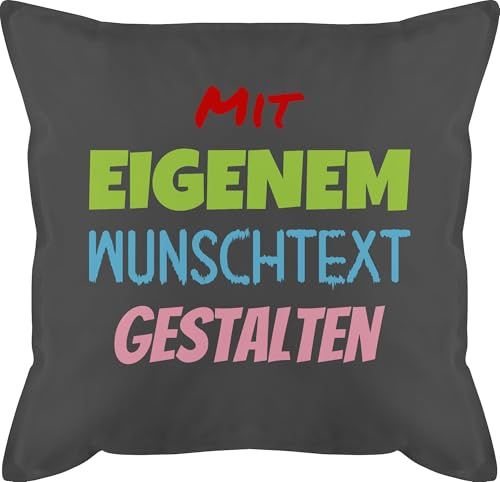 Kissen 50x50 - Aufdruck selbst gestalten - Wunschtext I Mit eigenem Text personalisiert I Custom Text - 50 x 50 cm - Grau - Bedrucken Lassen nur Schrift muttertagskissen personalisierte beschriften