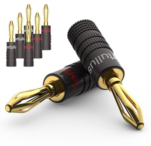 Tertullus 8PCS 24K Gold Plated Banana Plugs Adapter - Closed Screw Connectors for Speaker Wire, Wall Plate, Home Theater, Audio/Video Receiver, Amplifiers and Sound Systems