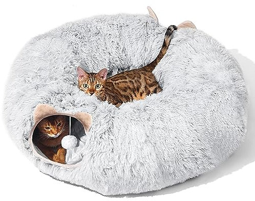 LUKITO Katzentunnel, Katzenspielzeug für Indoor-Katzen, Weiches Katzenbett, Großer Katzentunnel mit Zwei Eingängen Katzenhöhle, Geeignet für Katze