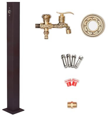 Wasserzapfstelle, Wassersäule Garten mit Komplett Aus Kupfer Bestehendem Wasserhahn, Standbrunnen Garten aus Edelstahl für Garten, Terrasse, Deck, Villa-Dekoration(65cn/25.5inch)