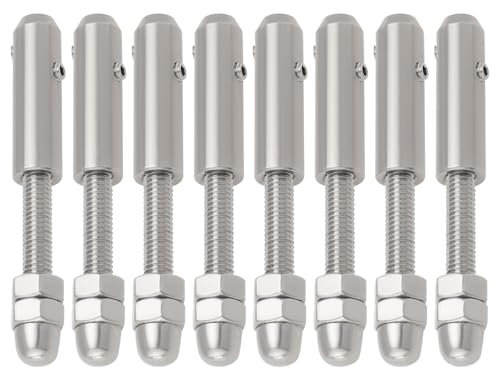 Create idea Lot de 8 Vis de Borne de Câble Métallique Tendeur de Câble Métallique de 3 Mm Borne de Câble avec Broche Filetée Convient pour Câble Métallique de 3 Mm à 4 Mm Acier Inoxydable 304