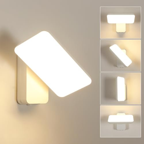 Comely LED Applique da Esterno Giardino, 16W 1800LM IP65 Impermeabile 350 Girevole Moderna Lampada da Parete Esterni per Giardini, Bianco, Luce Calda 3000K, Controllo Interruttore