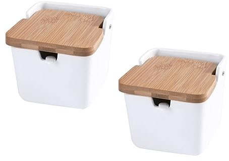 Alipis Contenitori Per Condimenti Set 2 Pezzi Contenitori Per Condimenti in Ceramica Con Coperchio Di Supporto