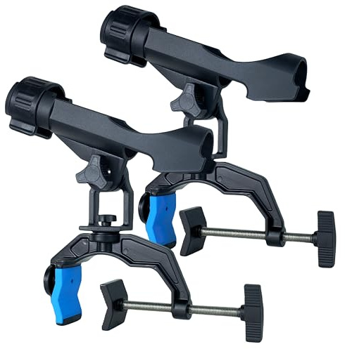 Fishing Rod Holders for Boat, Upgraded Fishing Rod Holder with Enlarge Clamp Innovative Dual-V Shaped Design Fit Round/Square Tube Boat Fishing, Fishing Gifts for Men (Large Clamp Holder-2 Pack)