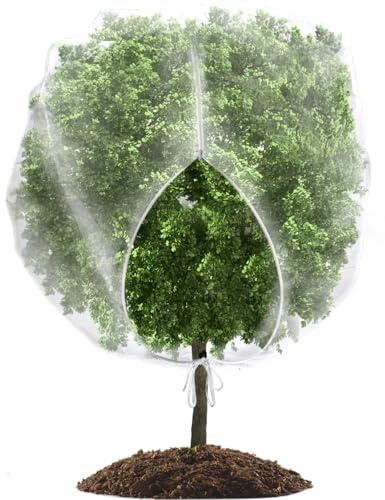 WOHOHOHO 10 * 10ft Large Fruits Tree Netting, Garden Mesh Netting with Drawstring and Zipper, Plant Protection Cover Tulle Netting for Blueberry Bush Tomato Flowers Prevent from Cicadas Squirrel Bird