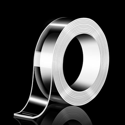 Pixaro Doppelseitiges Klebeband, Transparent Powerstrips, Spurloses Dünn Schmal Klebeband, Nano Tape Wiederverwendbar, für Teppiche, Foto, Wand, Küche (5 Meter, 1 Rolle)