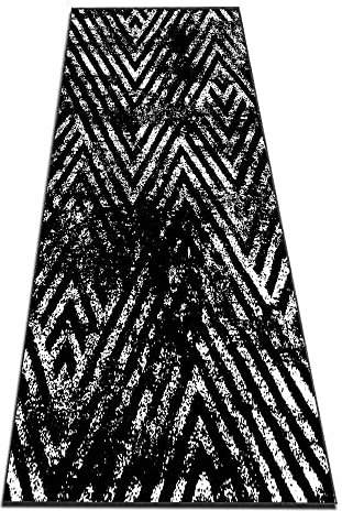 Küchenläufer, rutschfest, waschbar und saugfähig, 70 x 320 cm, Anti-Ermüdungsmatte für Flur, Eingangsbereich, Waschküche, stilvoller Flurläufer, Schwarz und Weiß