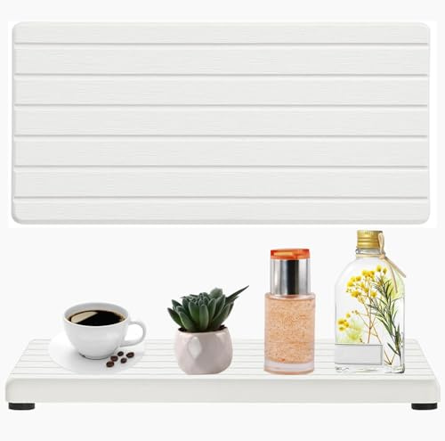 ETONSUNNY 2 Paquets de Tapis Absorbants en Diatomite, Plateaux Absorbants Qui Aident Les Plans de Travail à sécher Rapidement Dessous de Verre en Diatomite (Blanc)