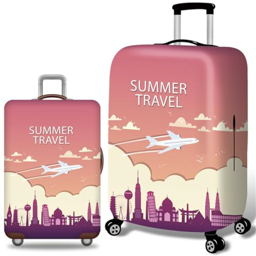 Elastisch Reise KofferhüLle,Waschbar KofferschutzhüLle,Reisekoffer HüLle Koffer SchutzhüLle,GepäCk Cover Mit ReißVerschluss 18-32 Zoll Luggage Cover,Erwachsene, Herren, Damen (Rosa,L(25-28inch))