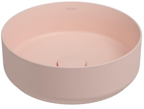 Lavabo tondo da appoggio senza troppo pieno in ceramica senza foro rubinetto - Salmone Opaco