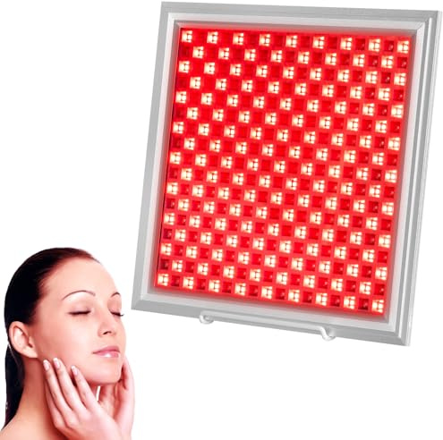 Lampada Infrarossi, Relassy Luce Rossa Viso 660nm 850nm, Panel Luz Roja 5 Llivelli di Luminosità, 289 LEDs con Supporto E Timer, per Viso, Corpo, Telaio In Alluminio, Lampada Non Produce Calore