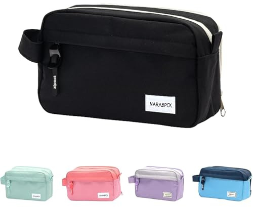 buvyuotu Federmäppchen mit 3 Fächer Große Kapazität Mäppchen, Federmappe mit Dauerhaftem Reißverschluss, Federtasche etui Pencil Case für Mädchen Jungen Teenager Büromaterial - Schwarz