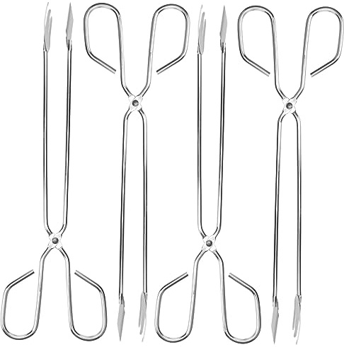 VALICLUD 4stücke Müllzange Aus Edelstahl Scherenform Lang Müllklammer Mit Aufreißwerkzeug Tragbar Für Außenbereich Camping Picknick Und Gartenarbeiten