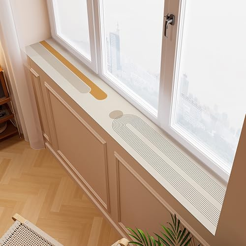 Alfombrilla de Ventana Cojín Decorativo para Alféizar de Ventana con Base Antideslizante, Tapete Impermeable para Ventana Salediza, Cojines Protectores para Alféizar Que Absorben El Agua(G,190cmx25cm
