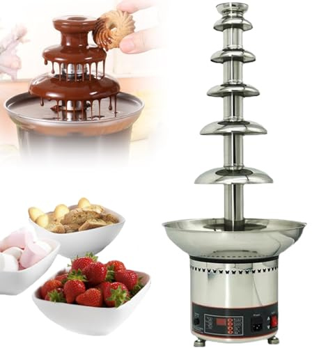 Fuente de Chocolate de 4/5/6/7 niveles Grandes Juegos de Fondue para Chocolate Fuente de Chocolate Eléctrica Máquina de Chocolate Juego de Fondue de Chocolate para Fiesta Boda y Cumpleaños ,6Tier