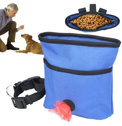 Duroecsain Porta aperitivos para perros – Porta aperitivos ajustable de cinturón para cachorros, dispensador impermeable con integración de bolsas higiénicas para alimentación, conservación de