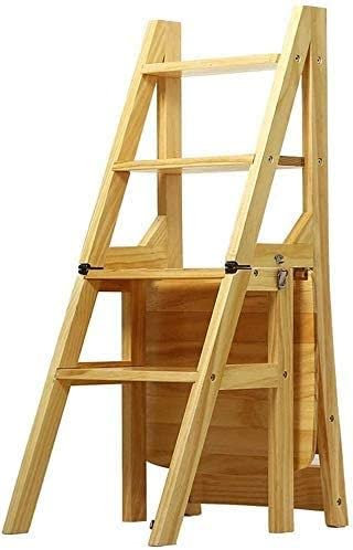 GXXINGIN Klappbarer Tritthocker aus Holz, tragbare Leiter und Pflanzenständer mit 4 Stufen, trägt bis zu 150 kg für Haus und Garten