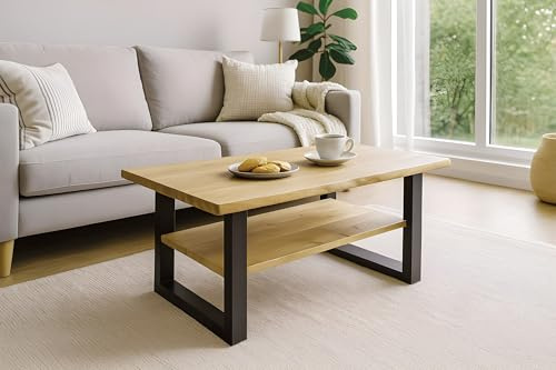 SAM Couchtisch Patrick 115x65 cm Wildeiche U-Gestell schwarz