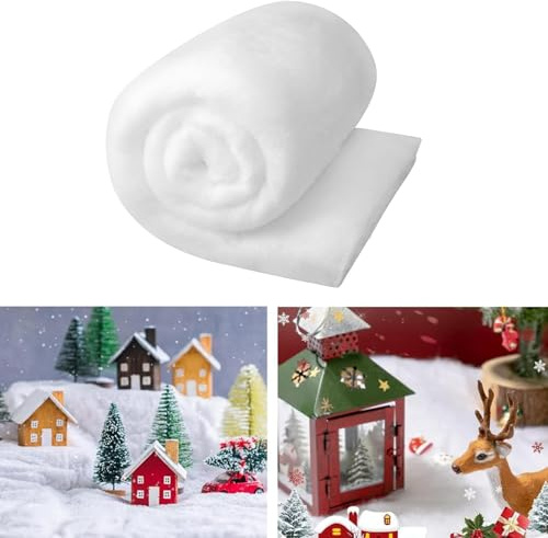 FANNITE Manta de nieve de Navidad, nieve artificial para decoración navideña (80 x 240 cm)