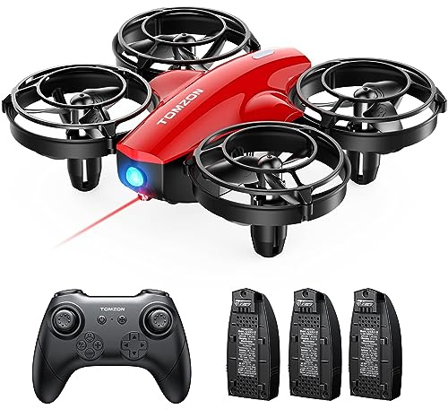 Tomzon A24 Mini drone da Combattimento per Bambini, 24 Min di Autonomia, Quadricottero con Protezione 360°, Drone Giocattolo Telecomandato con Lancio a Mano/3D Flip/Volo Circolare, Rosso