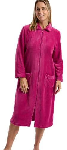 Marlon Womens Ramona Cosy Coral Fleece Housecoat, Raspberry Zip, 12-14