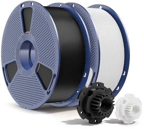 SUNLU PETG Filament 2KG, High Strength PETG 3D Printer Filament 1.75mm, Dimensional Accuracy +/- 0.02mm, 1KG Spool(2.2lbs), 2 Pack, Black+White