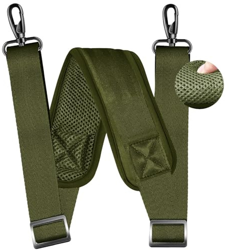 ZINZ 79 Adjustable Bag Straps Replacement with Thick Fixed Pad,Green | Metal Swivel Hooks, Dual Balance Buckles, Soft & Breathable, Fits Laptop Bag Gym Messenger Crossbody and most Bags