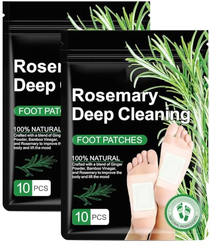 Rosemary Deep Cleansing Foot Patches - Natural Adhesive Care Pads for Deep Cleansing, Relaxation, Tension Relief, Restful Night & Foot Health (20 Pcs)